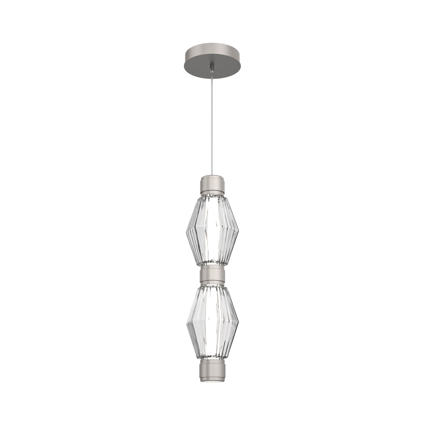 Aalto Mandrel Double LED Pendant Light in Beige Silver/Clear Blown Glass.