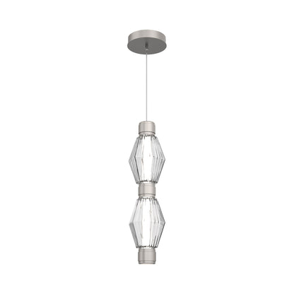 Aalto Mandrel Double LED Pendant Light in Beige Silver/Clear Blown Glass.