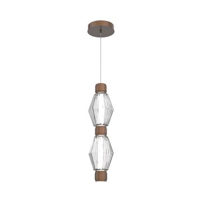 Aalto Mandrel Double LED Pendant Light in Burnished Bronze/Clear Blown Glass.