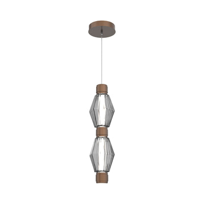 Aalto Mandrel Double LED Pendant Light in Burnished Bronze/Smoke Blown Glass.