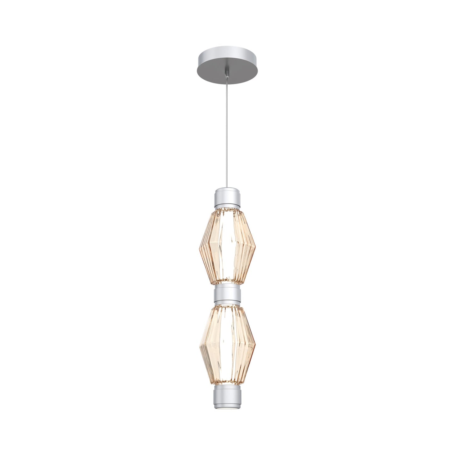 Aalto Mandrel Double LED Pendant Light in Classic Silver/Amber Blown Glass.