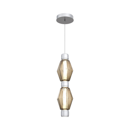 Aalto Mandrel Double LED Pendant Light in Classic Silver/Bronze Blown Glass.
