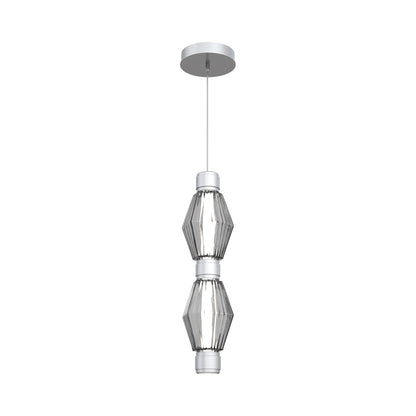 Aalto Mandrel Double LED Pendant Light in Classic Silver/Smoke Blown Glass.
