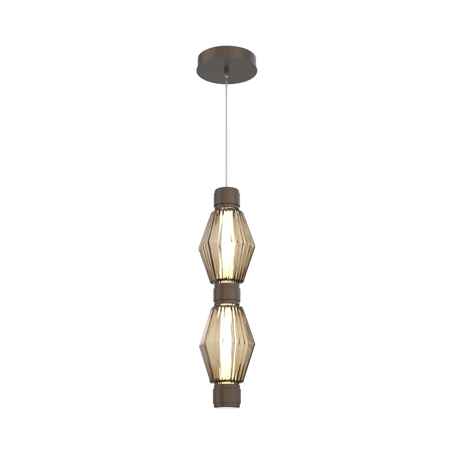 Aalto Mandrel Double LED Pendant Light in Flat Bronze/Bronze Blown Glass.