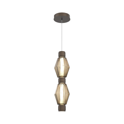 Aalto Mandrel Double LED Pendant Light in Flat Bronze/Bronze Blown Glass.
