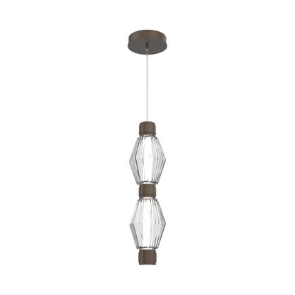 Aalto Mandrel Double LED Pendant Light in Flat Bronze/Clear Blown Glass.