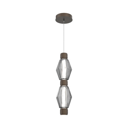 Aalto Mandrel Double LED Pendant Light in Flat Bronze/Smoke Blown Glass.