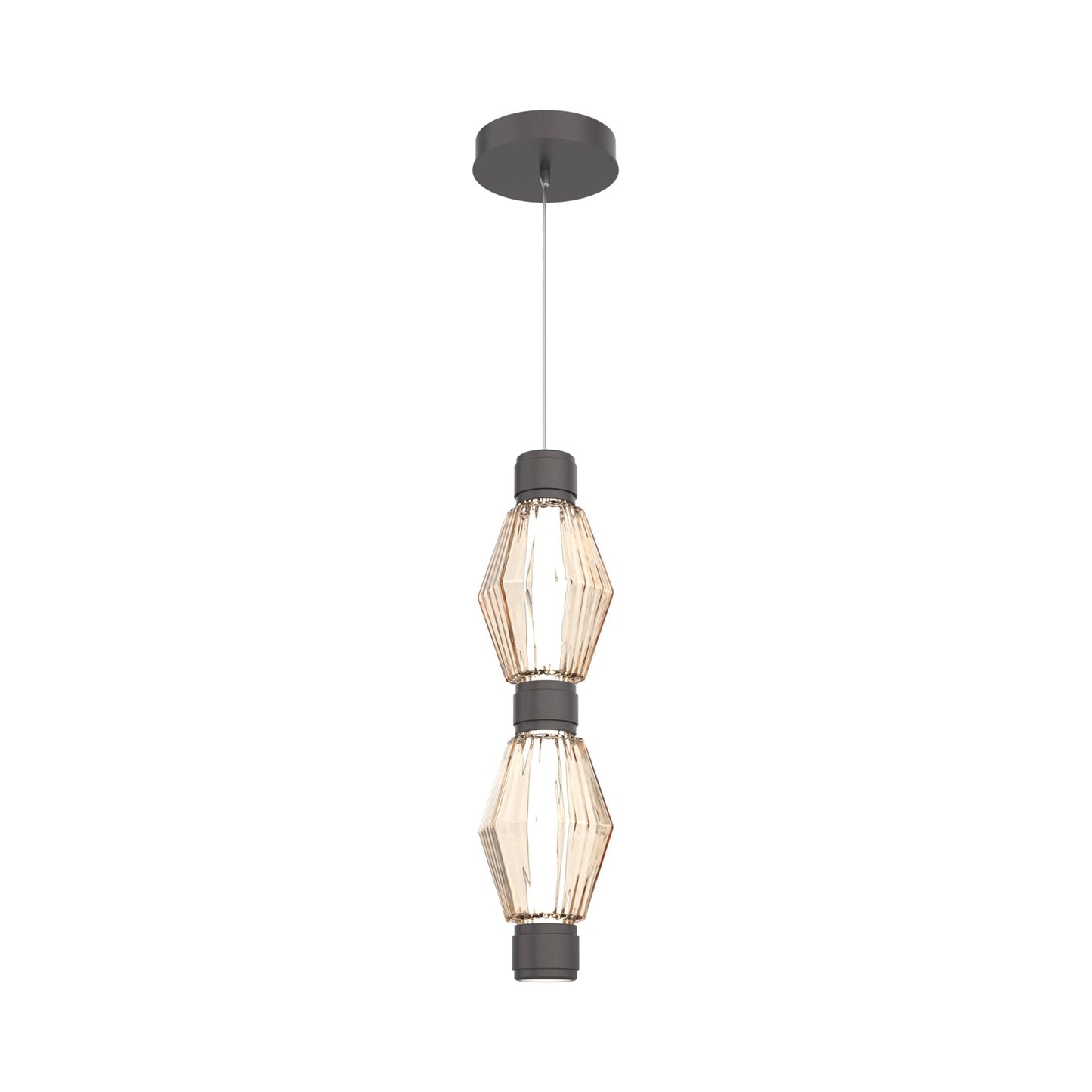 Aalto Mandrel Double LED Pendant Light in Graphite/Amber Blown Glass.
