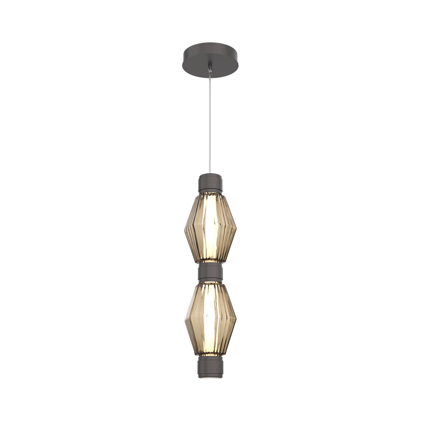 Aalto Mandrel Double LED Pendant Light in Graphite/Bronze Blown Glass.