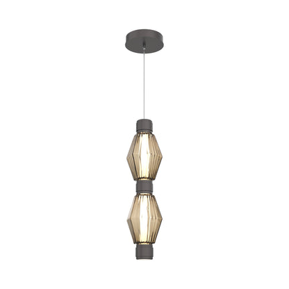 Aalto Mandrel Double LED Pendant Light in Graphite/Bronze Blown Glass.