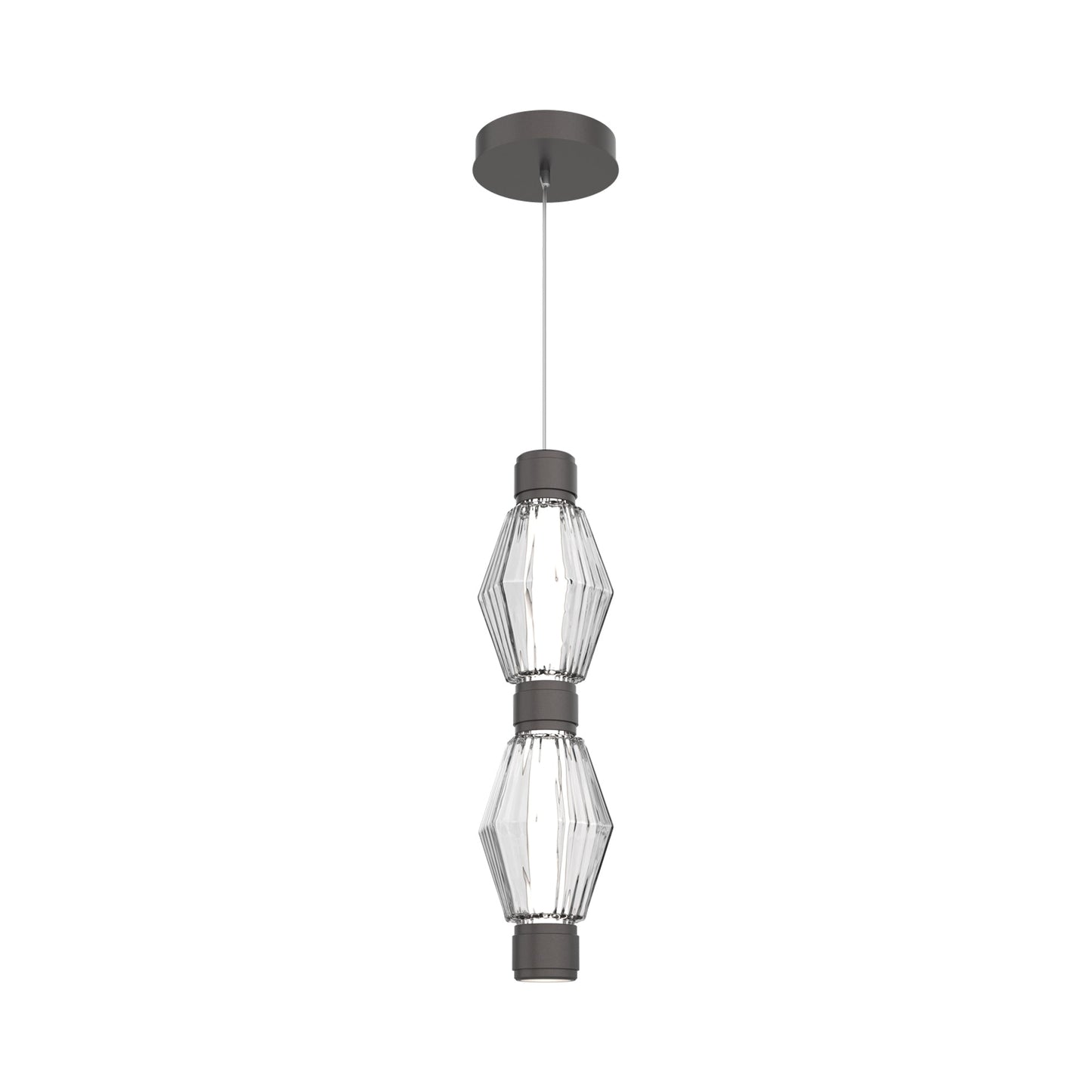 Aalto Mandrel Double LED Pendant Light in Graphite/Clear Blown Glass.