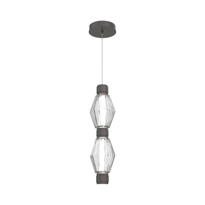 Aalto Mandrel Double LED Pendant Light in Graphite/Clear Blown Glass.