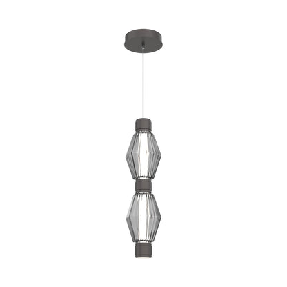Aalto Mandrel Double LED Pendant Light in Graphite/Smoke Blown Glass.
