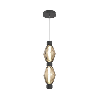 Aalto Mandrel Double LED Pendant Light in Matte Black/Bronze Blown Glass.