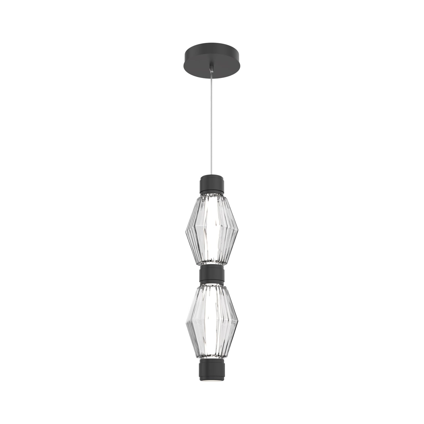 Aalto Mandrel Double LED Pendant Light in Matte Black/Clear Blown Glass.