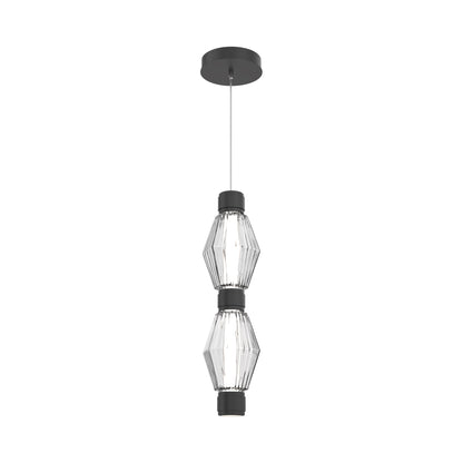 Aalto Mandrel Double LED Pendant Light in Matte Black/Clear Blown Glass.