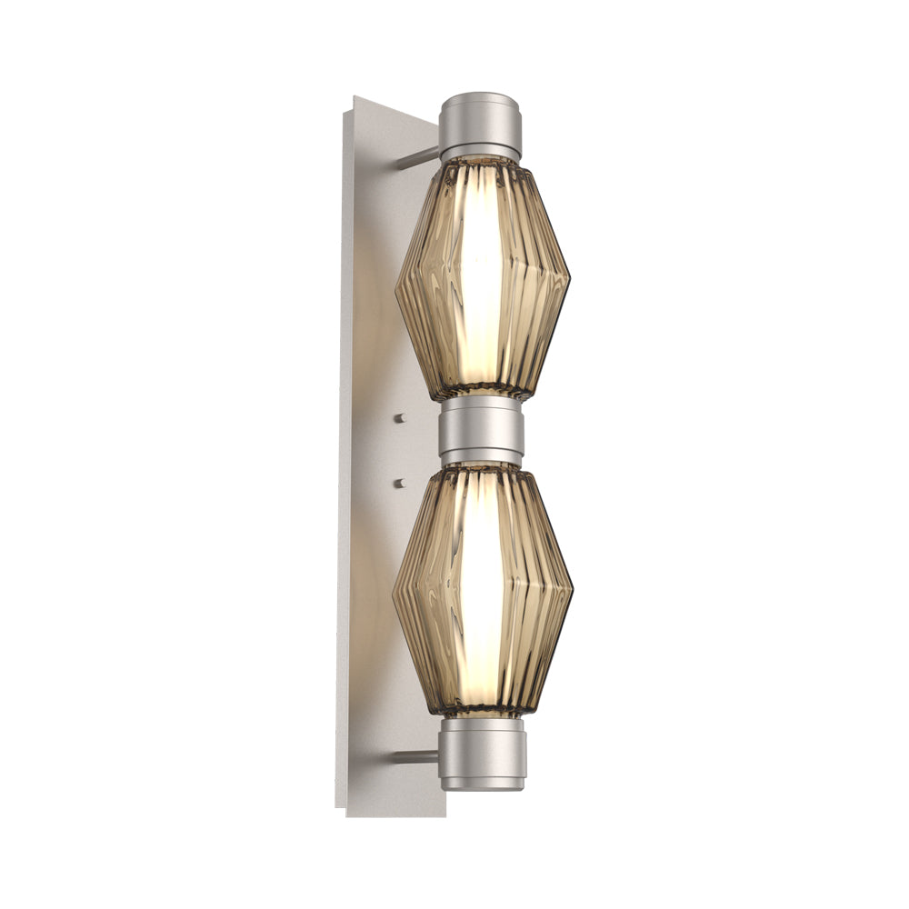 Aalto Mandrel Double LED Wall Light in Beige Silver/Bronze Blown Glass (White Metal).