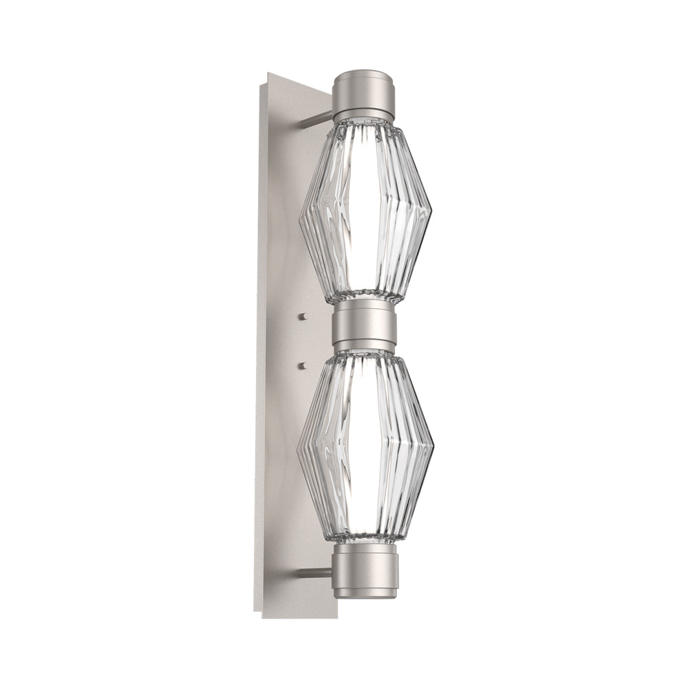 Aalto Mandrel Double LED Wall Light in Beige Silver/Clear Blown Glass (Black Metal).