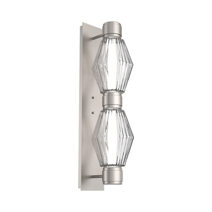 Aalto Mandrel Double LED Wall Light in Beige Silver/Clear Blown Glass (Black Metal).