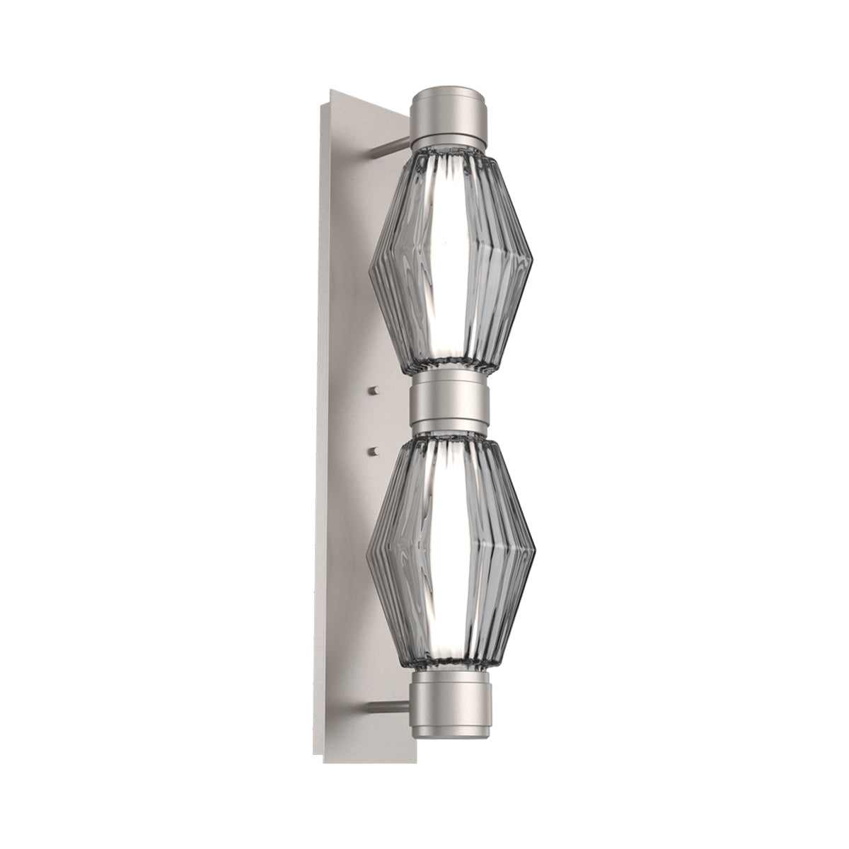Aalto Mandrel Double LED Wall Light in Beige Silver/Smoke Blown Glass (Metal In Matching Finish).