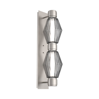 Aalto Mandrel Double LED Wall Light in Beige Silver/Smoke Blown Glass (Metal In Matching Finish).