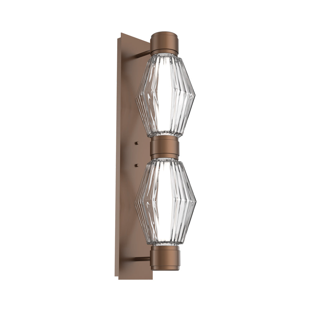 Aalto Mandrel Double LED Wall Light in Burnished Bronze/Clear Blown Glass (White Metal).
