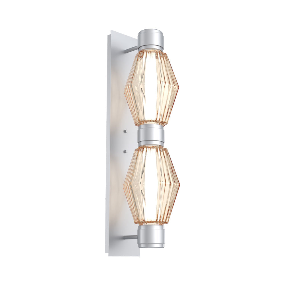 Aalto Mandrel Double LED Wall Light in Classic Silver/Amber Blown Glass (White Metal).