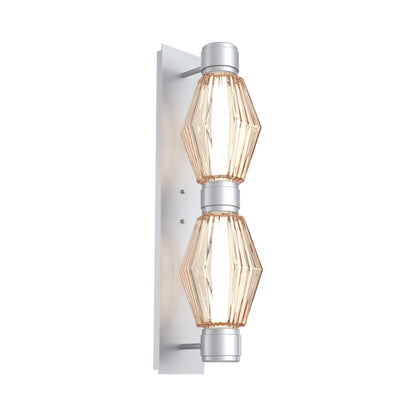 Aalto Mandrel Double LED Wall Light in Classic Silver/Amber Blown Glass (White Metal).