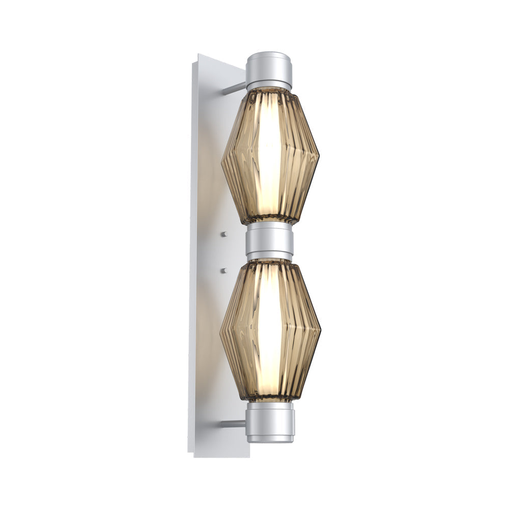 Aalto Mandrel Double LED Wall Light in Classic Silver/Bronze Blown Glass (Black Metal).