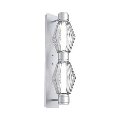 Aalto Mandrel Double LED Wall Light in Classic Silver/Clear Blown Glass (Metal In Matching Finish).
