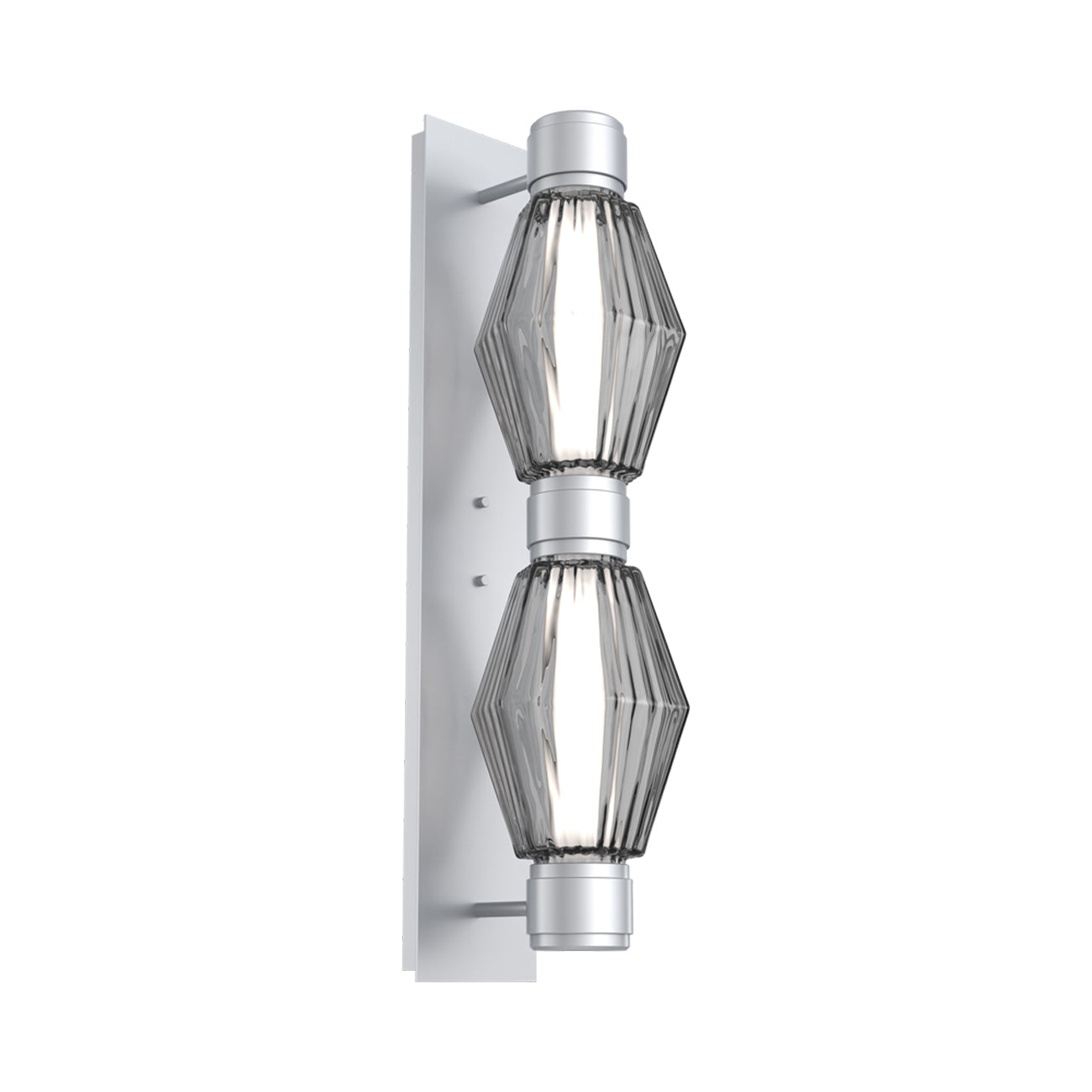 Aalto Mandrel Double LED Wall Light in Classic Silver/Smoke Blown Glass (White Metal).