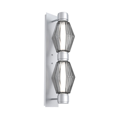 Aalto Mandrel Double LED Wall Light in Classic Silver/Smoke Blown Glass (White Metal).