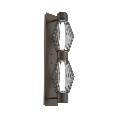 Aalto Mandrel Double LED Wall Light in Flat Bronze/Smoke Blown Glass (Black Metal).