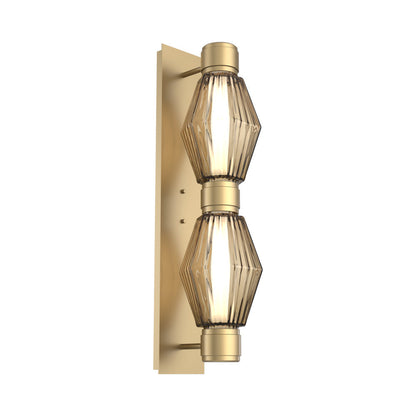 Aalto Mandrel Double LED Wall Light in Gilded Brass/Bronze Blown Glass (White Metal).