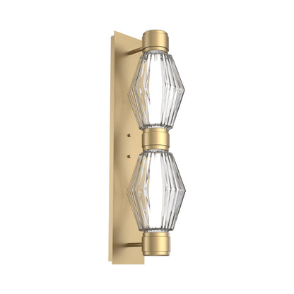 Aalto Mandrel Double LED Wall Light in Gilded Brass/Clear Blown Glass (Black Metal).