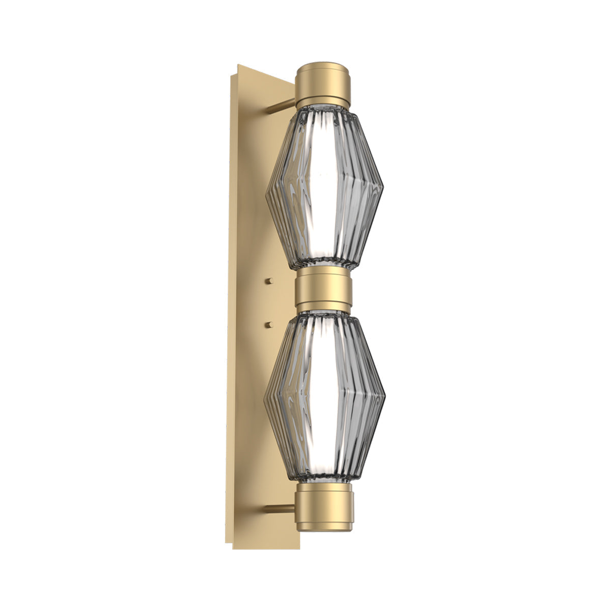 Aalto Mandrel Double LED Wall Light in Gilded Brass/Smoke Blown Glass (Metal In Matching Finish).