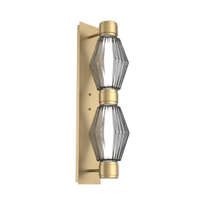 Aalto Mandrel Double LED Wall Light in Gilded Brass/Smoke Blown Glass (Metal In Matching Finish).