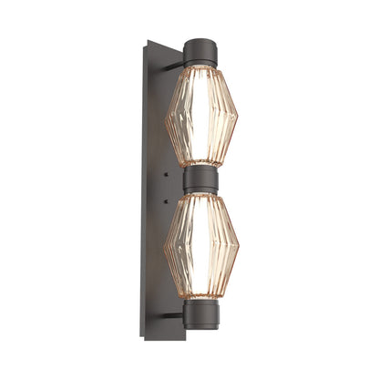 Aalto Mandrel Double LED Wall Light in Graphite/Amber Blown Glass (White Metal).