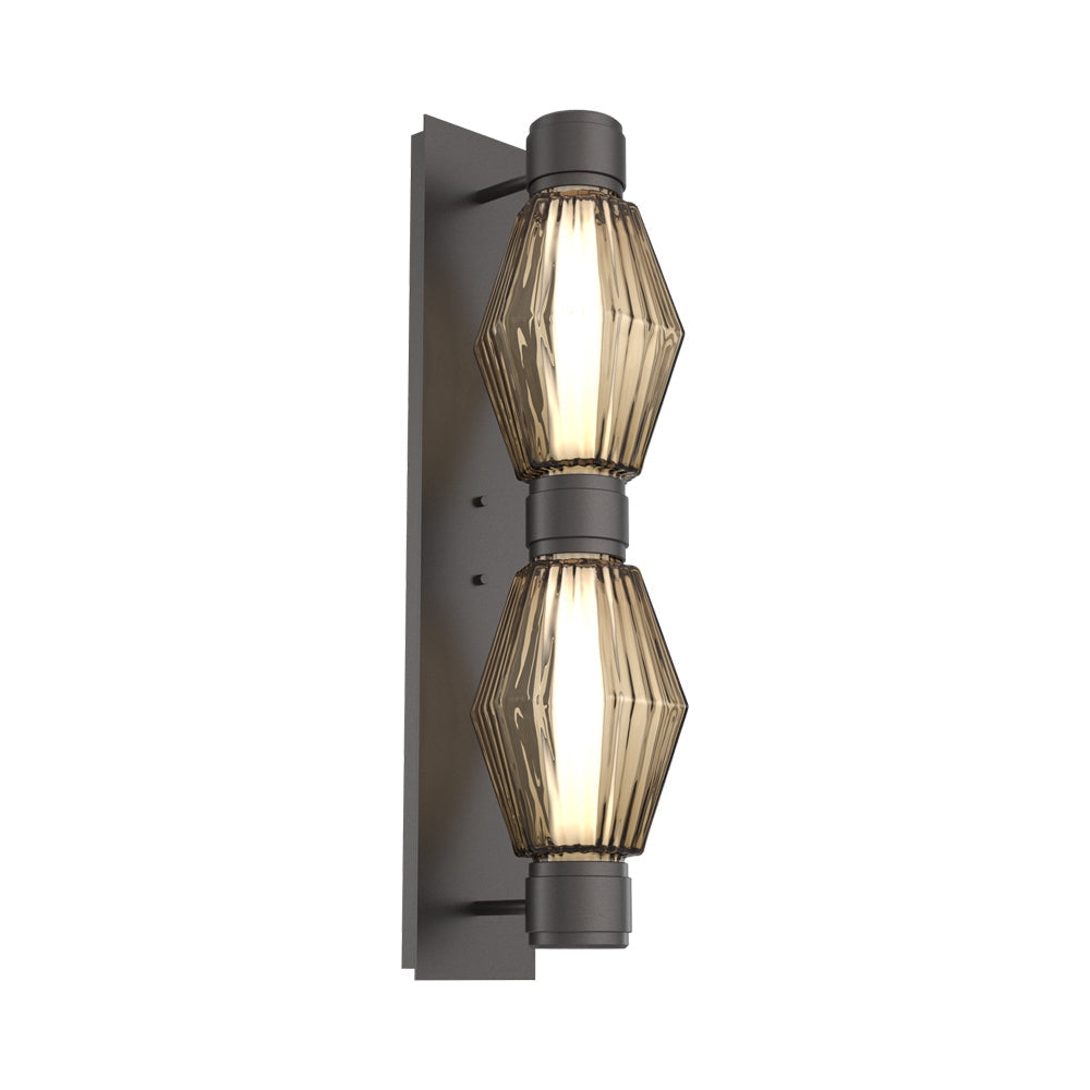 Aalto Mandrel Double LED Wall Light in Graphite/Bronze Blown Glass (Black Metal).