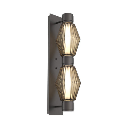 Aalto Mandrel Double LED Wall Light in Graphite/Bronze Blown Glass (Black Metal).