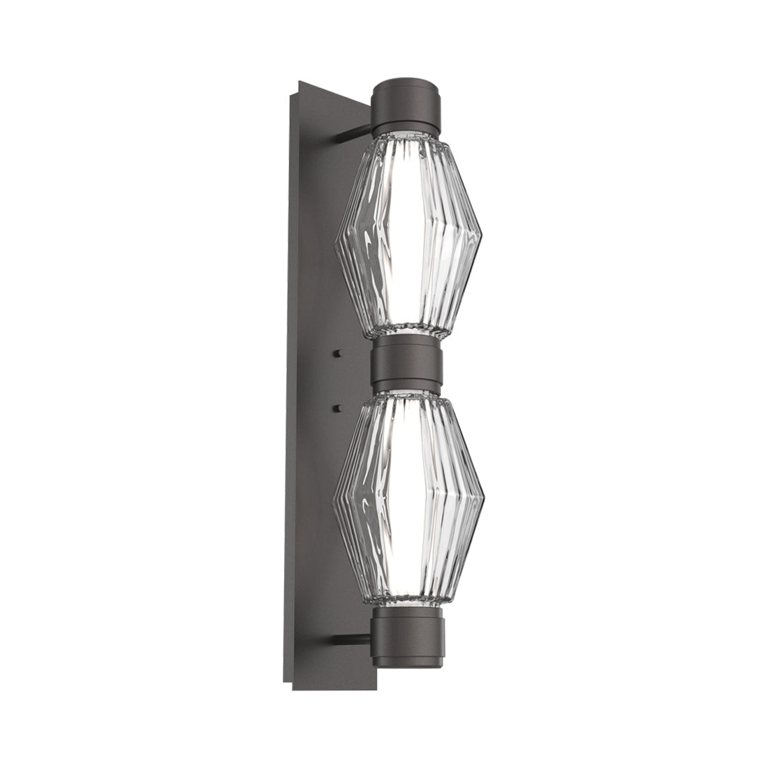 Aalto Mandrel Double LED Wall Light in Graphite/Clear Blown Glass (Metal In Matching Finish).