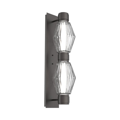 Aalto Mandrel Double LED Wall Light in Graphite/Clear Blown Glass (Metal In Matching Finish).