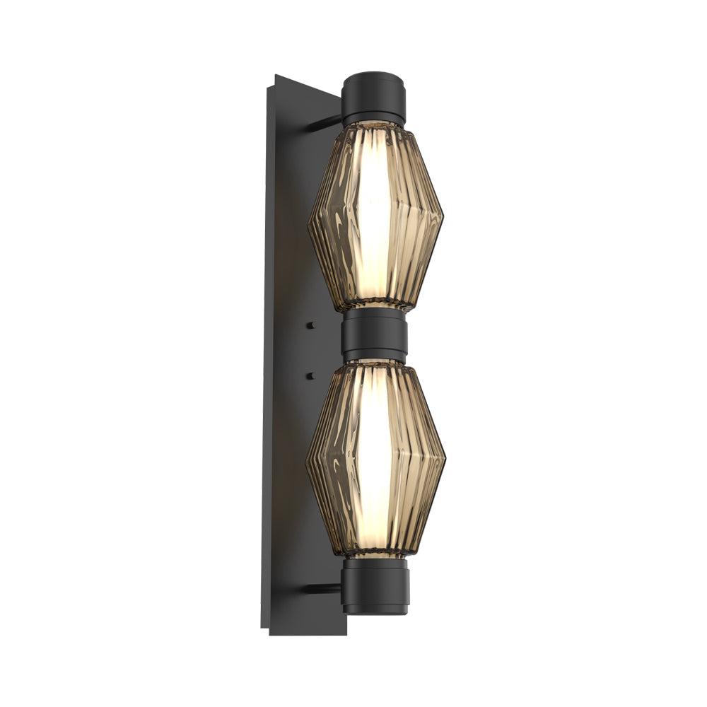 Aalto Mandrel Double LED Wall Light in Matte Black/Bronze Blown Glass (Black Metal).