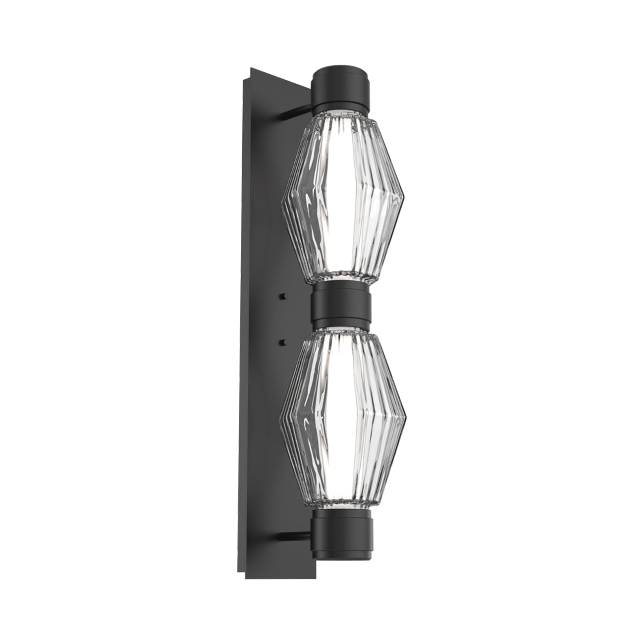 Aalto Mandrel Double LED Wall Light in Matte Black/Clear Blown Glass (Black Metal).