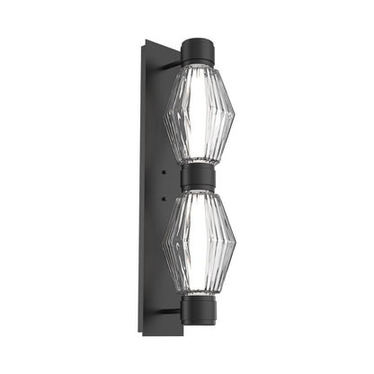 Aalto Mandrel Double LED Wall Light in Matte Black/Clear Blown Glass (Black Metal).
