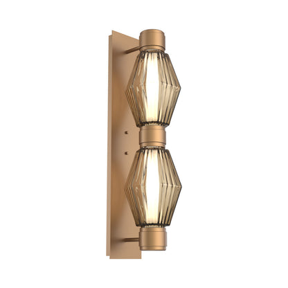 Aalto Mandrel Double LED Wall Light in Novel Brass/Bronze Blown Glass (Black Metal).