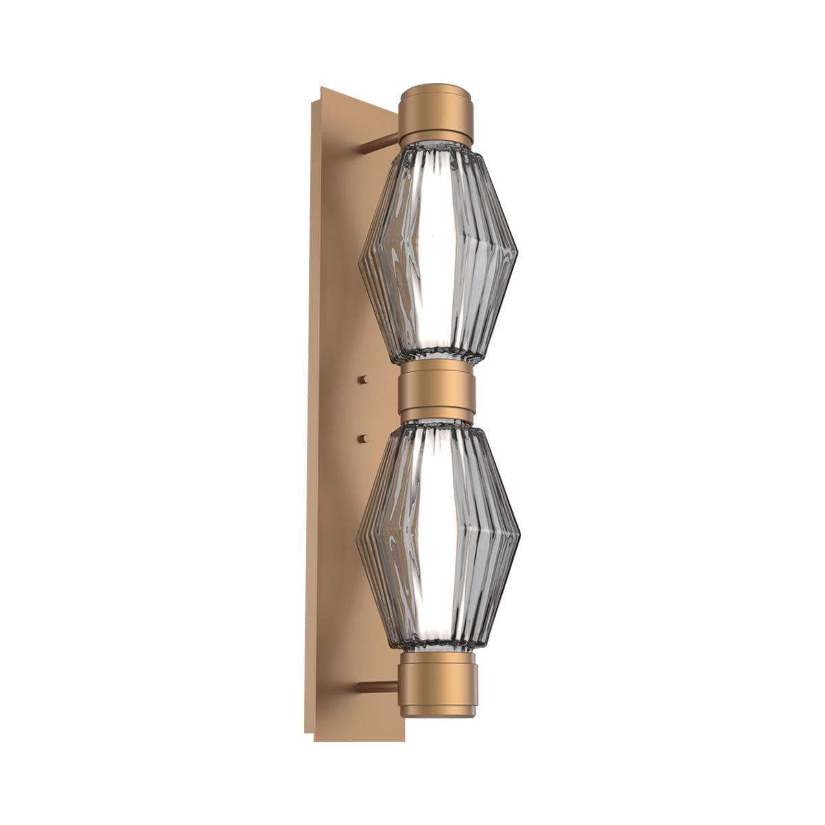 Aalto Mandrel Double LED Wall Light in Novel Brass/Smoke Blown Glass (Black Metal).