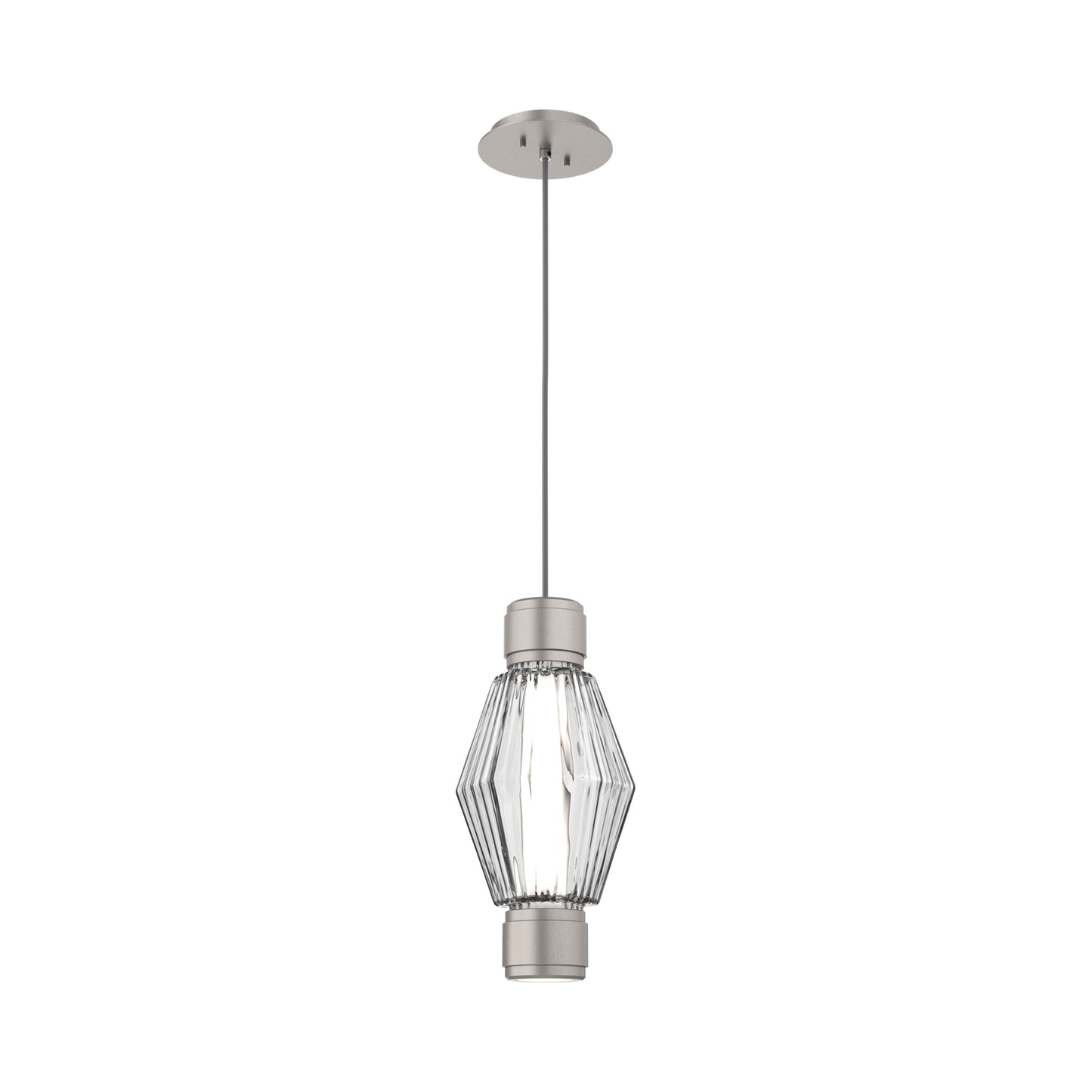 Aalto Mandrel LED Pendant Light in Beige Silver/Clear Blown Glass.