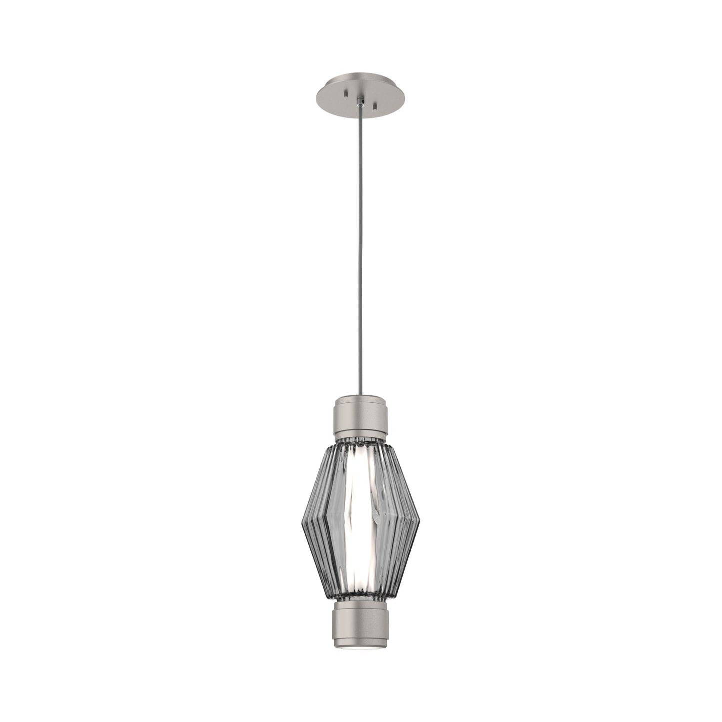 Aalto Mandrel LED Pendant Light in Beige Silver/Smoke Blown Glass.