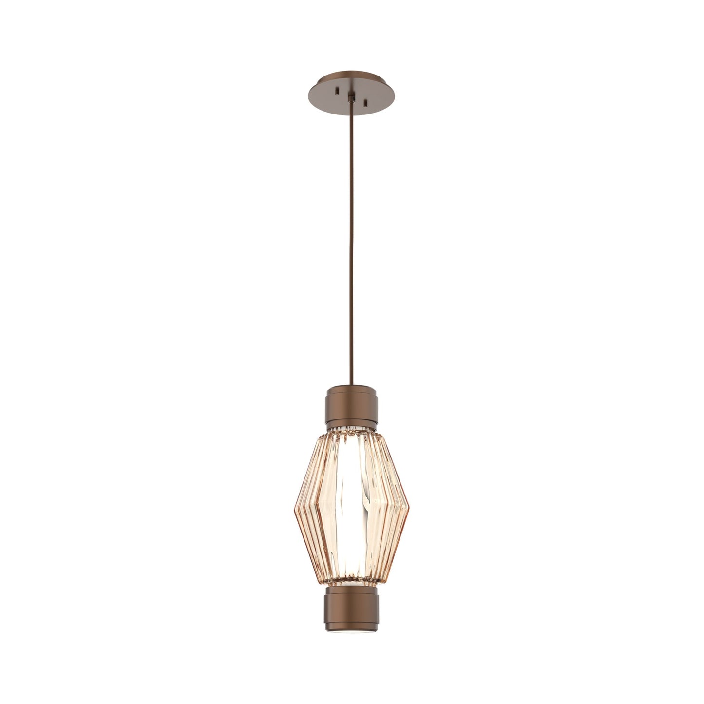 Aalto Mandrel LED Pendant Light in Burnished Bronze/Amber Blown Glass.